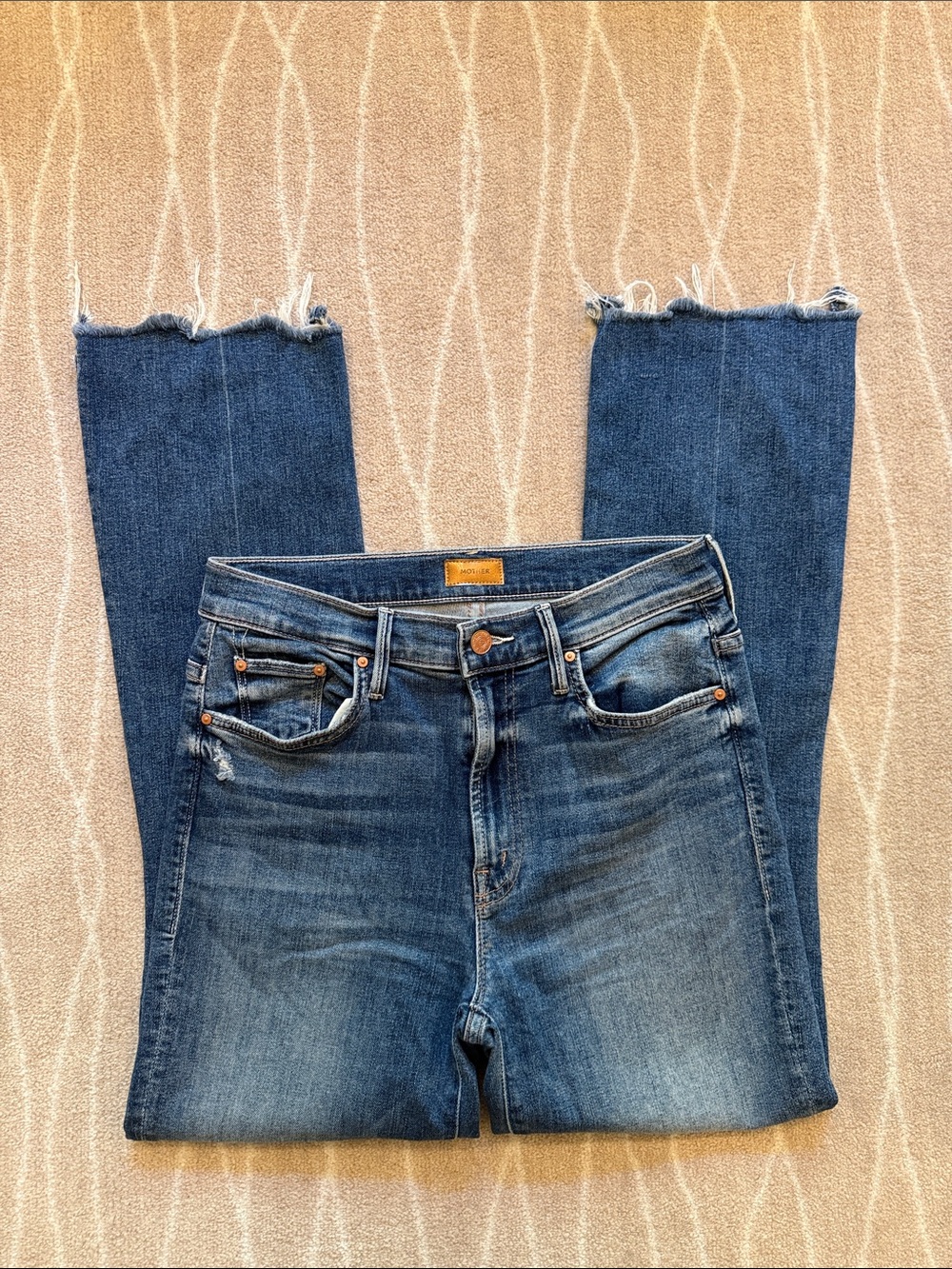 MOTHER Women’s Cropped Raw-Hem Blue Denim Jeans women’s Size 27